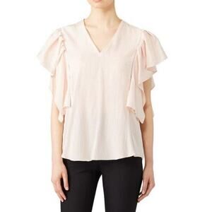 Hunter Bell Women's Ava Top Blush Pink Ruffled Sleeve Size S